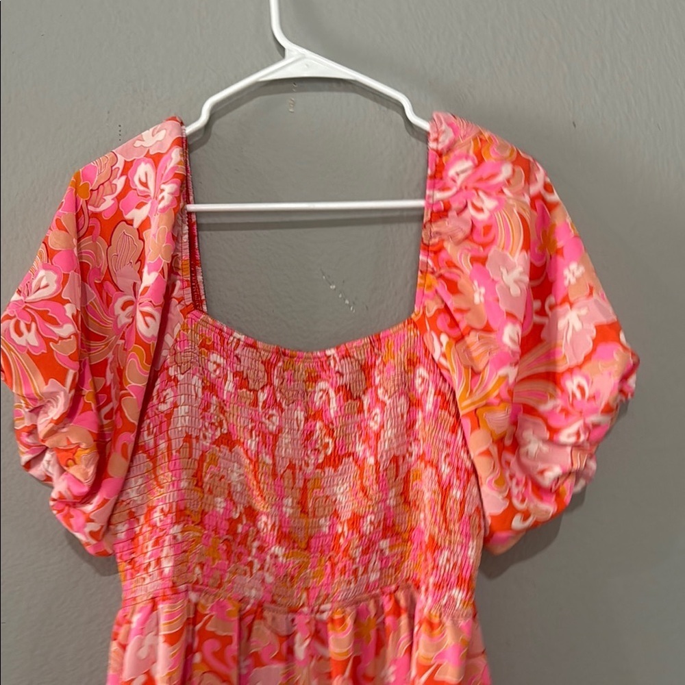 Psychedelic paisley 70s print cottagecore Floral Pink Maxi Dress - Picture 9 of 13